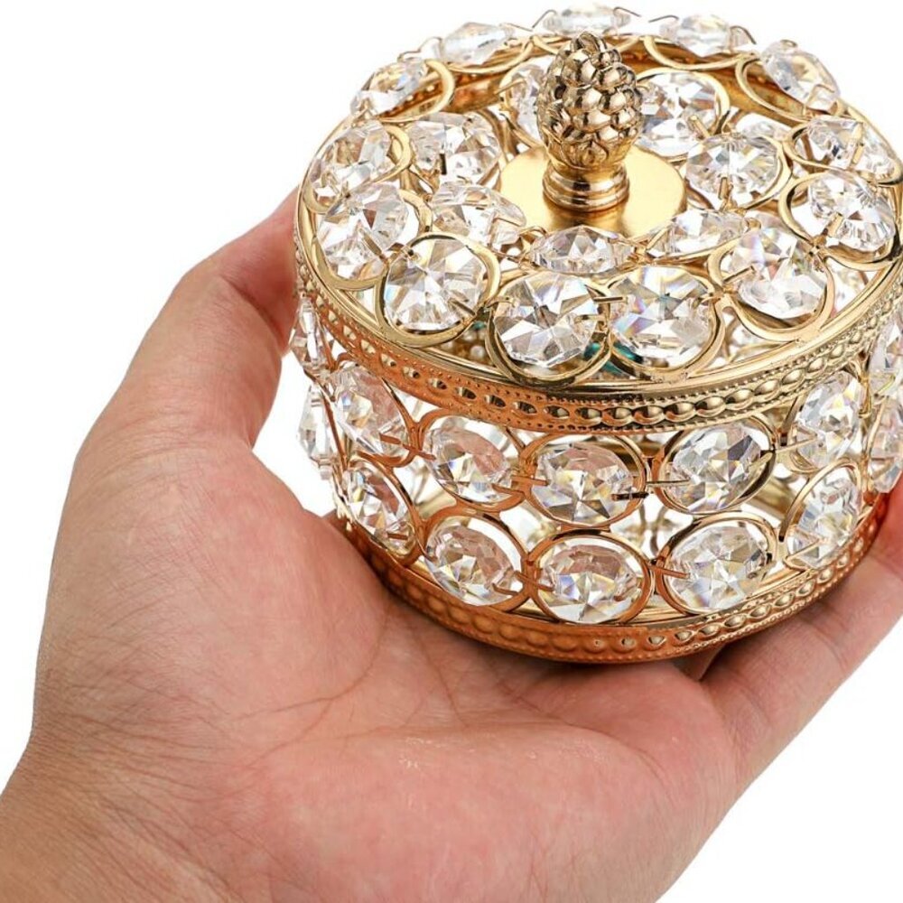 Crystal Mirrored Jewelry Box Jewelry Trinket Organizer Box Home Decor Ring Earri - Picture 5 of 9